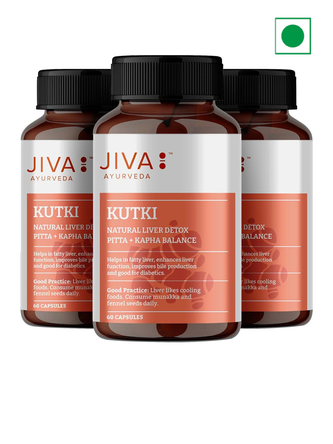 Jiva Set Of 3 Kutki Capsules For Liver Support & Detox 60 Capsules Each