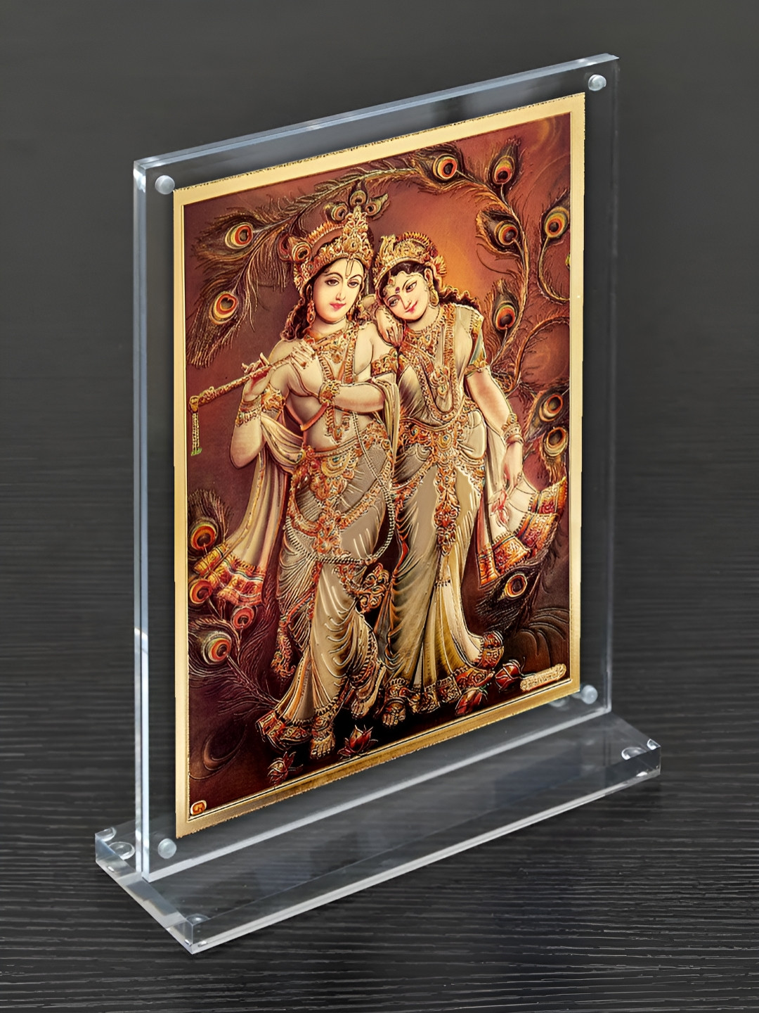Hawai Gold Toned & Brown Radha Krishna Acrylic Photo Frame