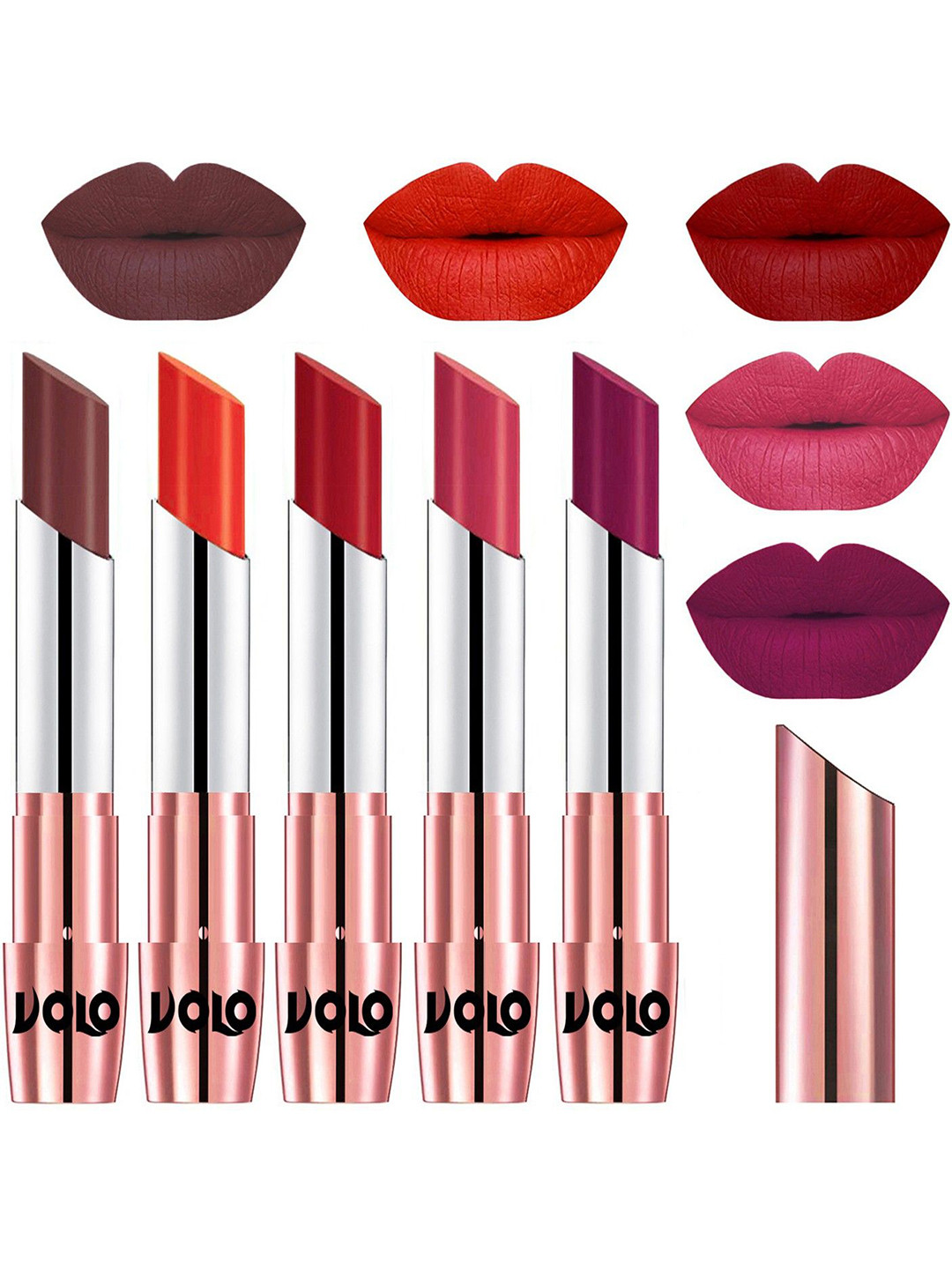 VOLO Set Of 5 Creme Matte Lipstick - 3.5g Each - 34-39-40-41-45