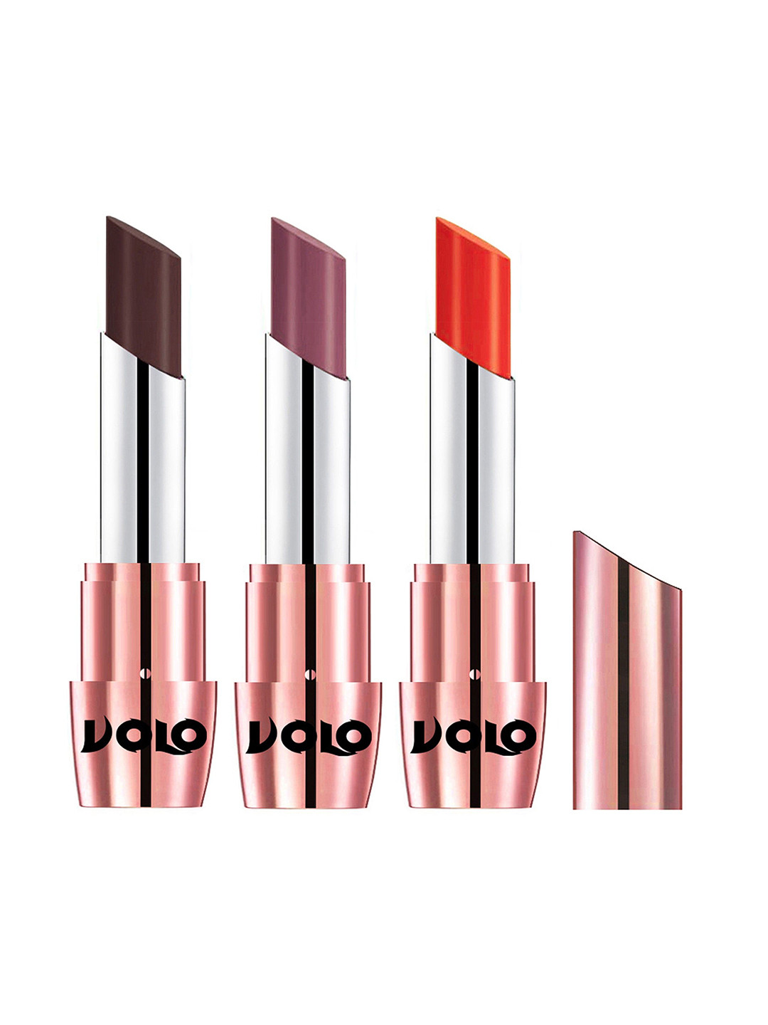 VOLO Set Of 3 Creme Matte Lipstick - 3.5 g Each - Coral 635 - Plum 636 - Chocolate 639