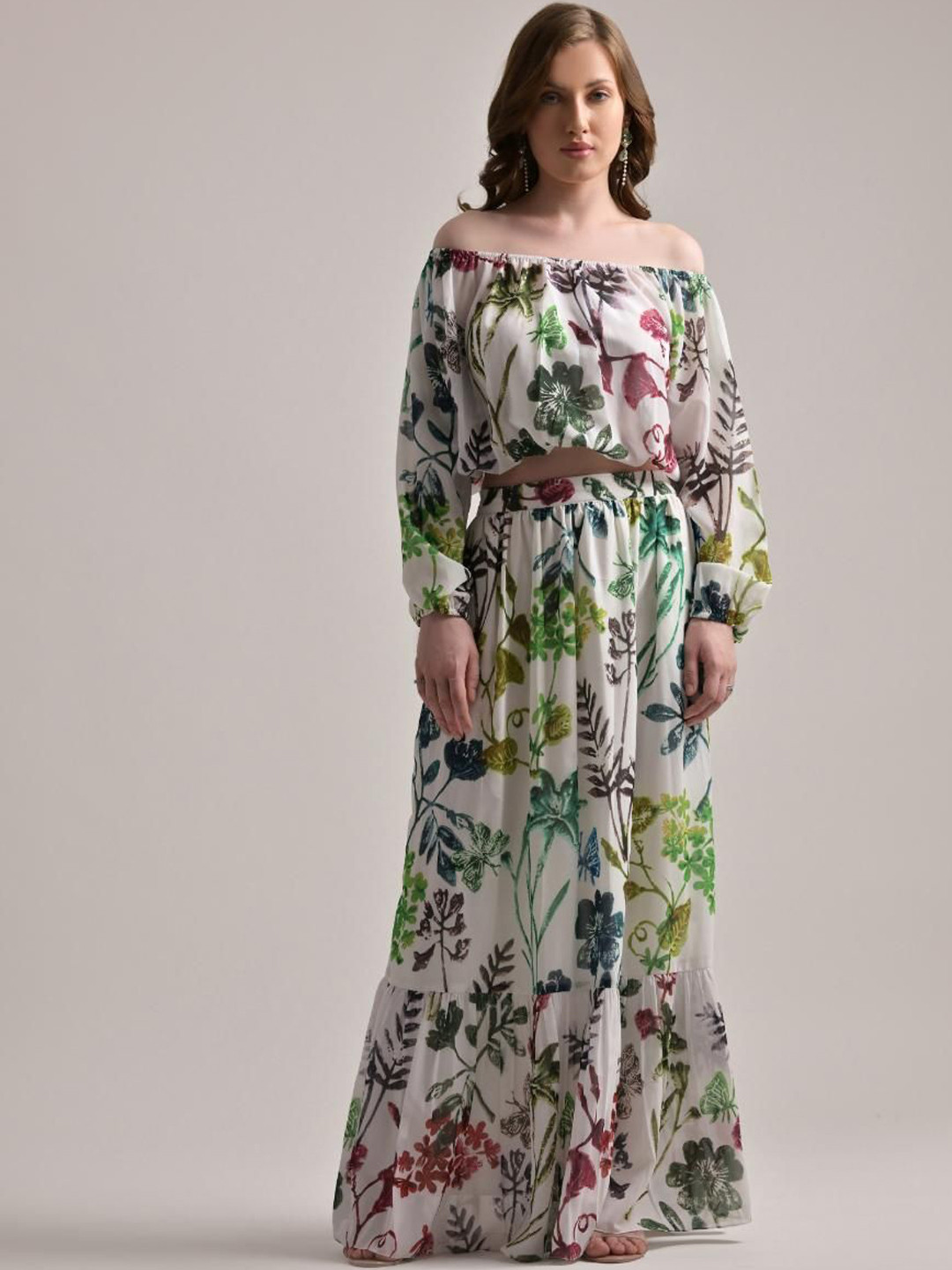 The Samoa Women Tropical Printed Flared Maxi Skirt