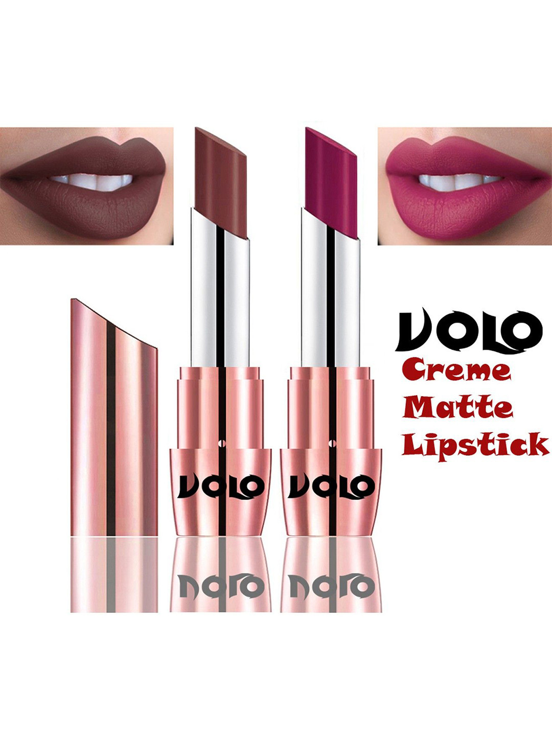 VOLO Set Of 2 Creme Matte Lipstick With Vitamin E-3.5g Each-Magenta-634-Coffee-645