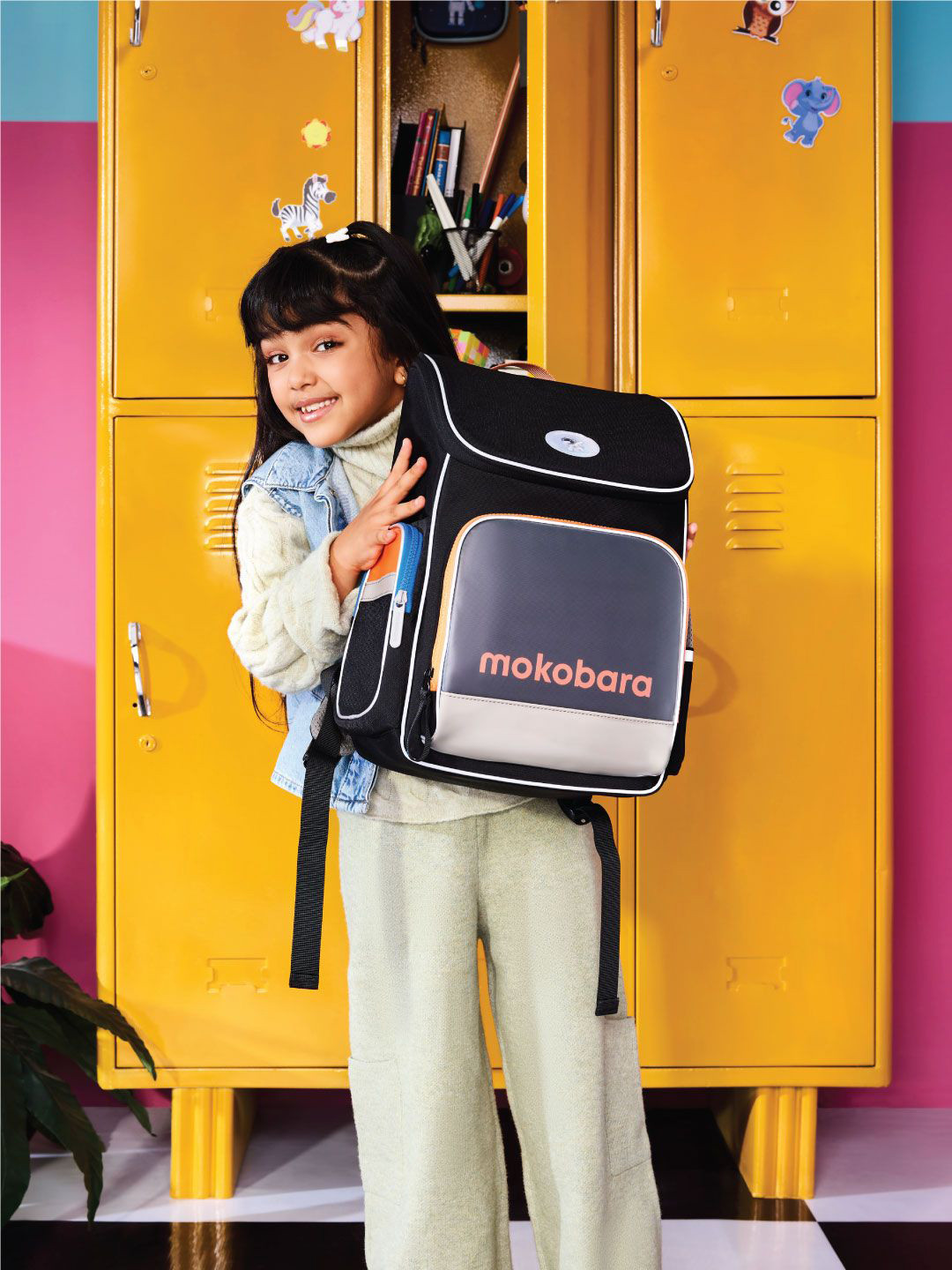 MOKOBARA Unisex Kids Contrast Detail Backpack with Reflective Strip