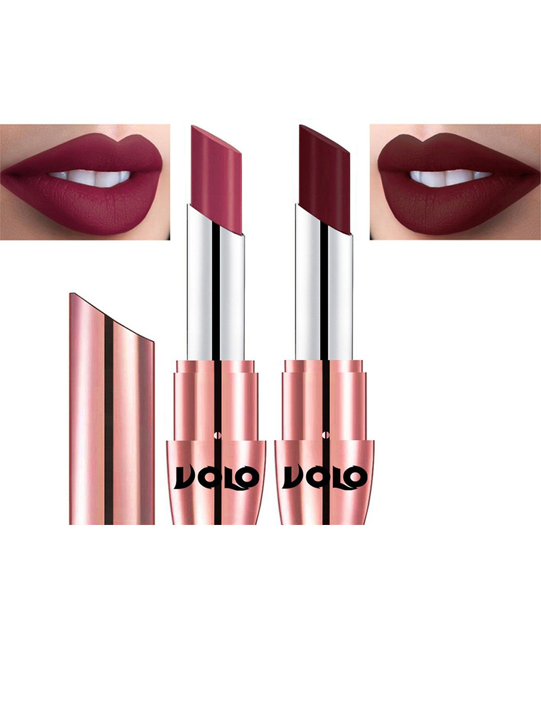 VOLO Set Of 2 Creme Matte Lipstick 3.5g Each - Maroon 638-Rose Pink 642
