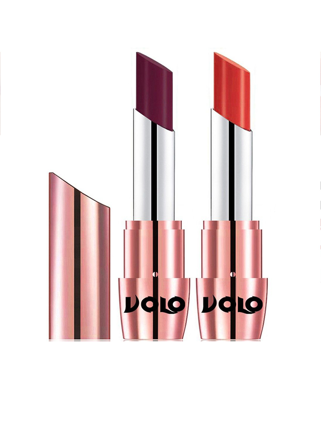 VOLO Set Of 2 Creme Matte Lipstick With Vitamin E-3.5 g Each-Orange-647-Wine-649