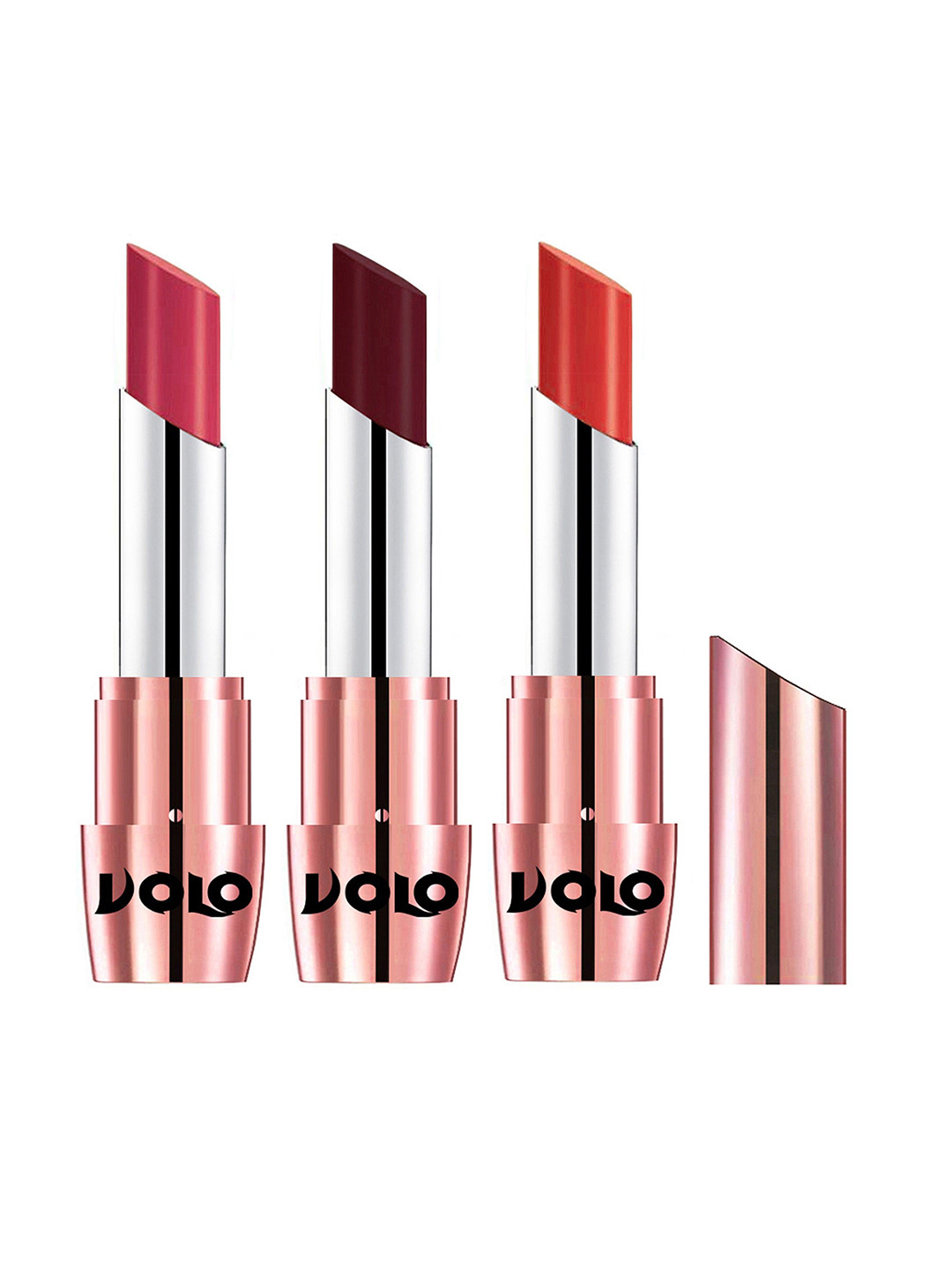 VOLO Set Of 3 Creme Matte Lipstick-3.5g-Maroon 641 Pink 642 Orange649