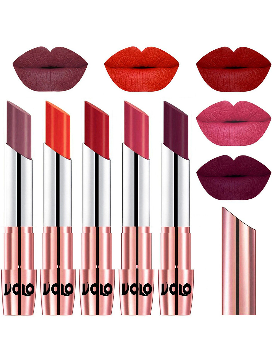 VOLO Set Of 5 Creme Matte Lipstick - 3.5g Each - 36-39-40-41-47