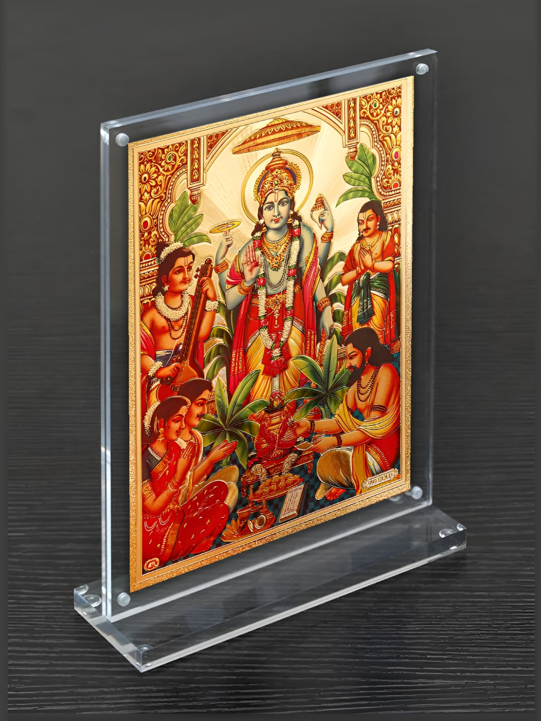 Hawai Gold Plated Shree Satyanarayana Swamy Vishnu Acrylic Wall Photo Frame