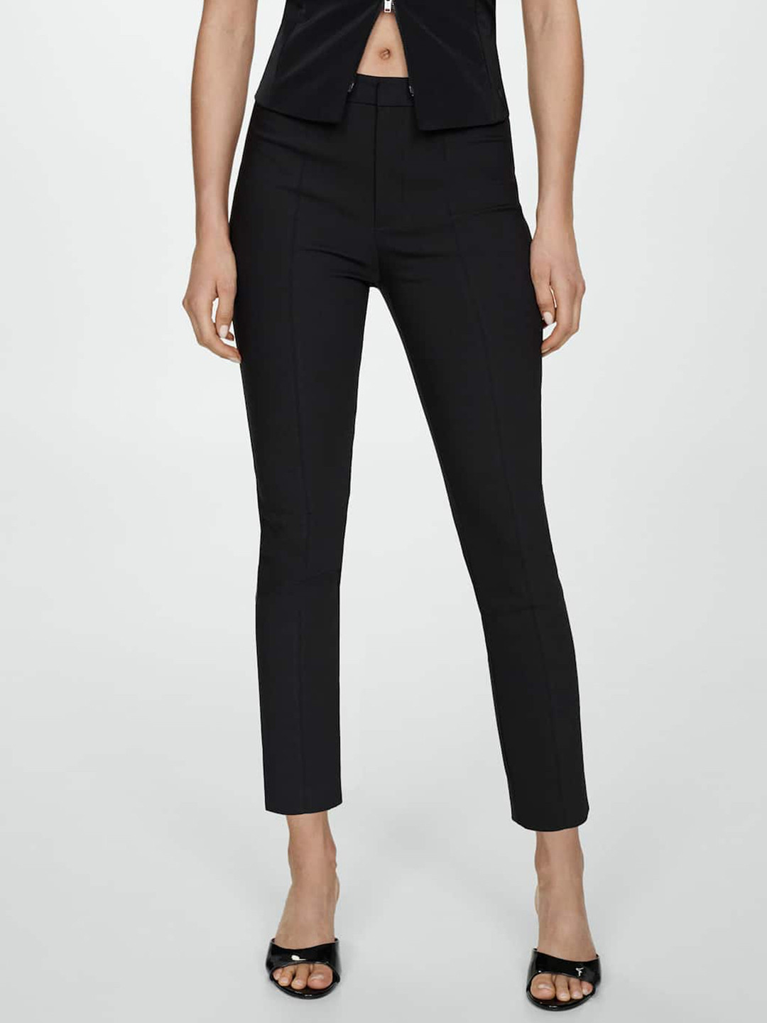 MANGO Women Skinny Fit Low-Rise Trousers