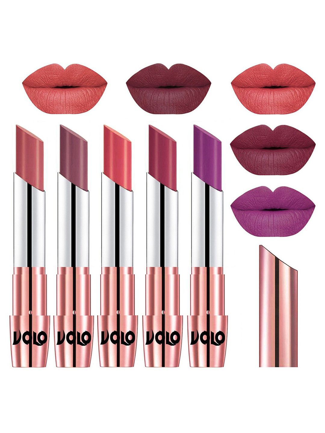 VOLO Set Of 5 Creme Matte Lipstick-3.5g Each-32-36-37-38-48