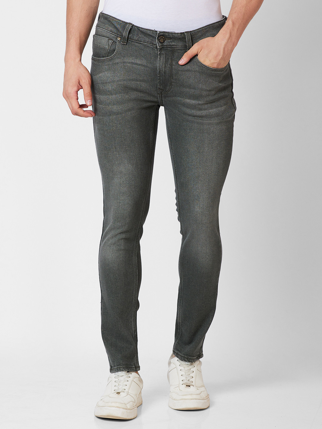 SPYKAR Non-Stretchable Narrow Slim Fit Low-Rise Light Fade Pure Cotton Jeans