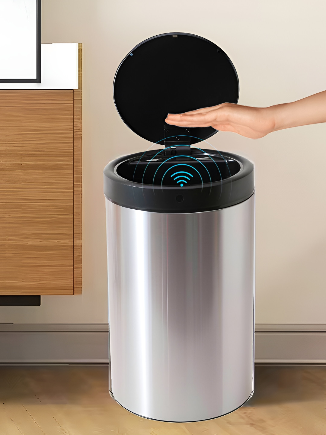 The Better Home FUMATO Silver-Toned & Black Stainless Steel Automatic Smart Sensor 30 L