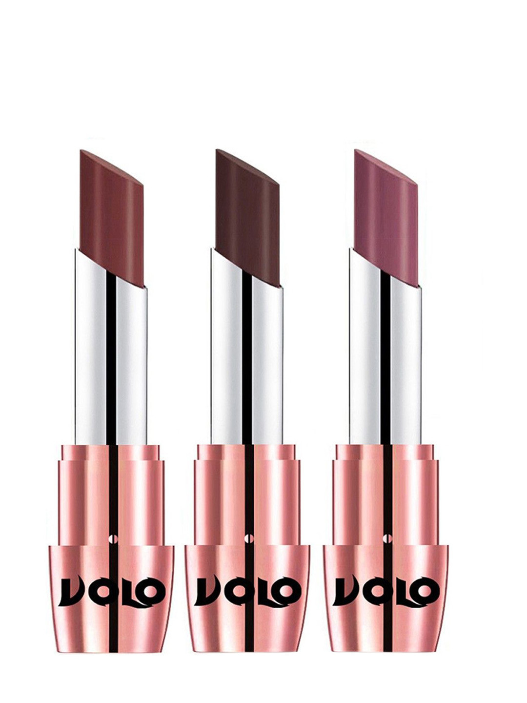 VOLO Set Of 3 Creme Matte Lipstick 634 Cherry 635- Light Peach- 636 Coffee- 3.5g Each