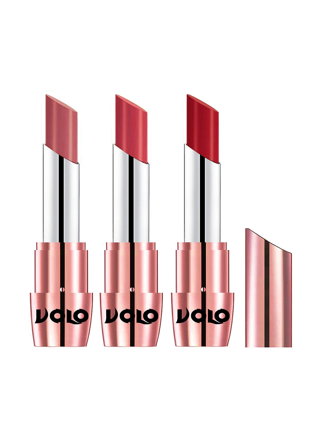 VOLO Set Of 3 Creme Matte Lipstick 3.5g Each - Tomato Red 632-Peach 633-Light Peach 640