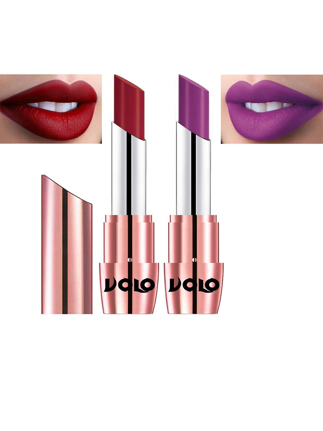 VOLO Set Of 2 Creme Matte Lipstick-3.5g Each-Purple643- Red648