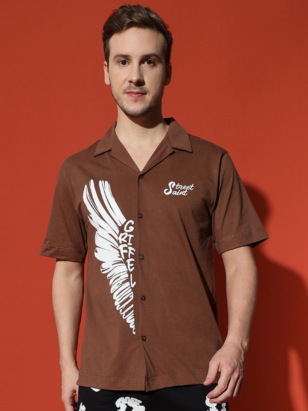 GRIFFEL Men Typography Printed Envelope Neck Applique T-shirt