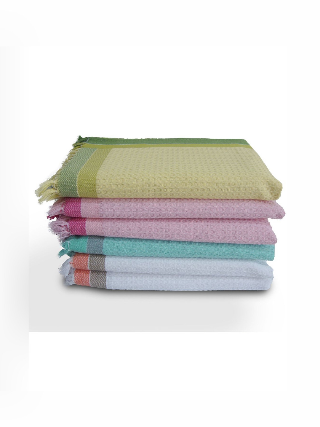 Aura Yellow & Pink 6 Pieces  Cotton 210 GSM Bath Towel