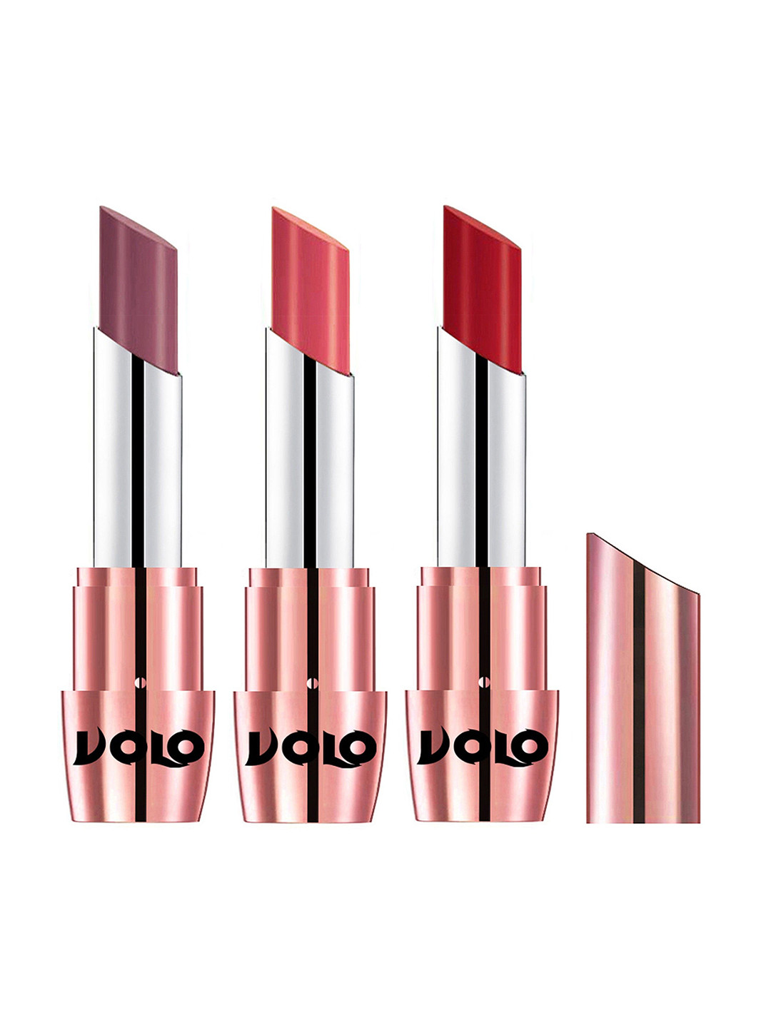 VOLO Set Of 3 Creme Matte Lipstick- 3.5g Each Tomato Red 636 -Plum 637 -Dark Peach 640