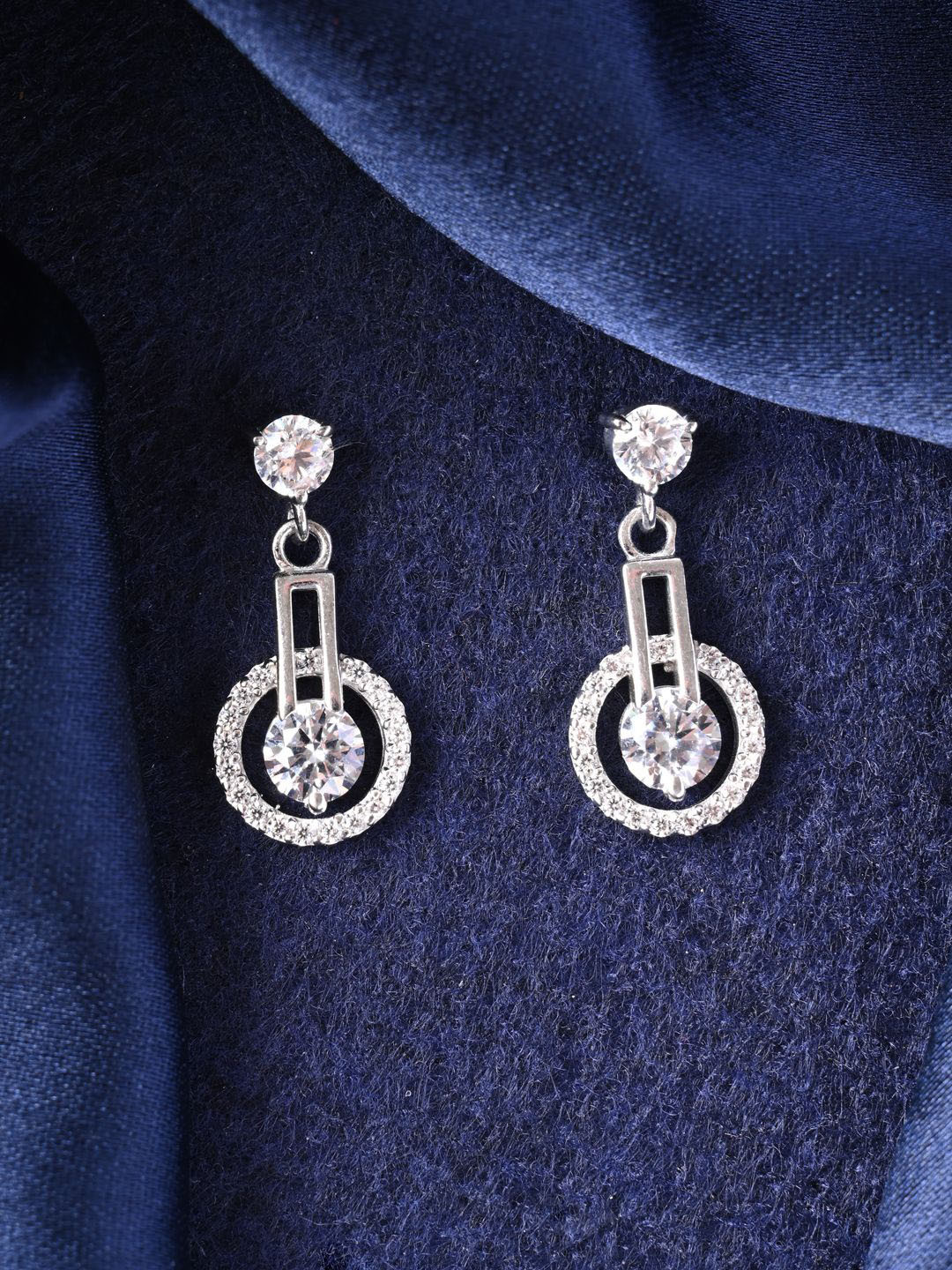 Clara 925 Sterling Silver Rhodium-Plated Cubic Zirconia Contemporary Dulce Drop Earrings