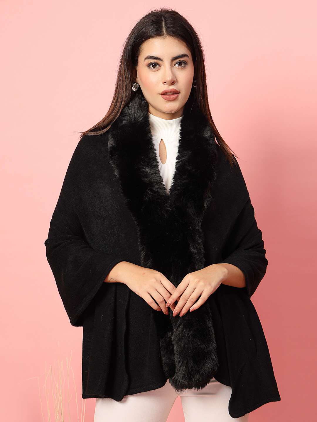 Mafadeny Women V-Neck Longline Poncho