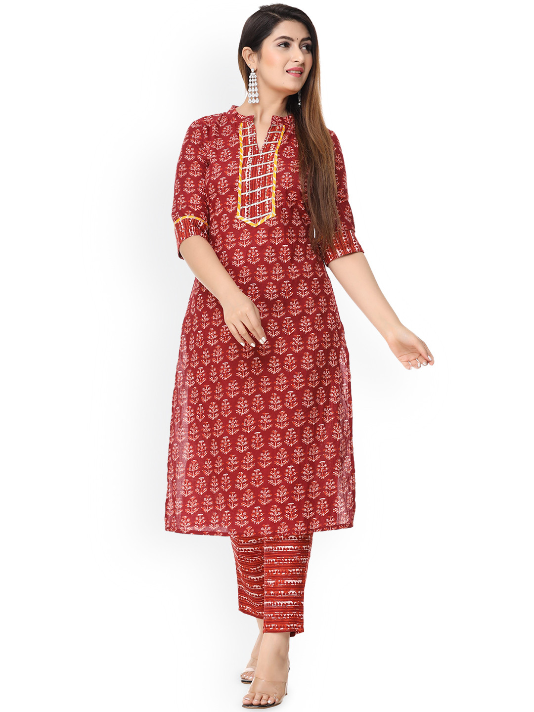 Cloth Bites Floral Printed Regular Pure Cotton Straight Kurta with Trousers