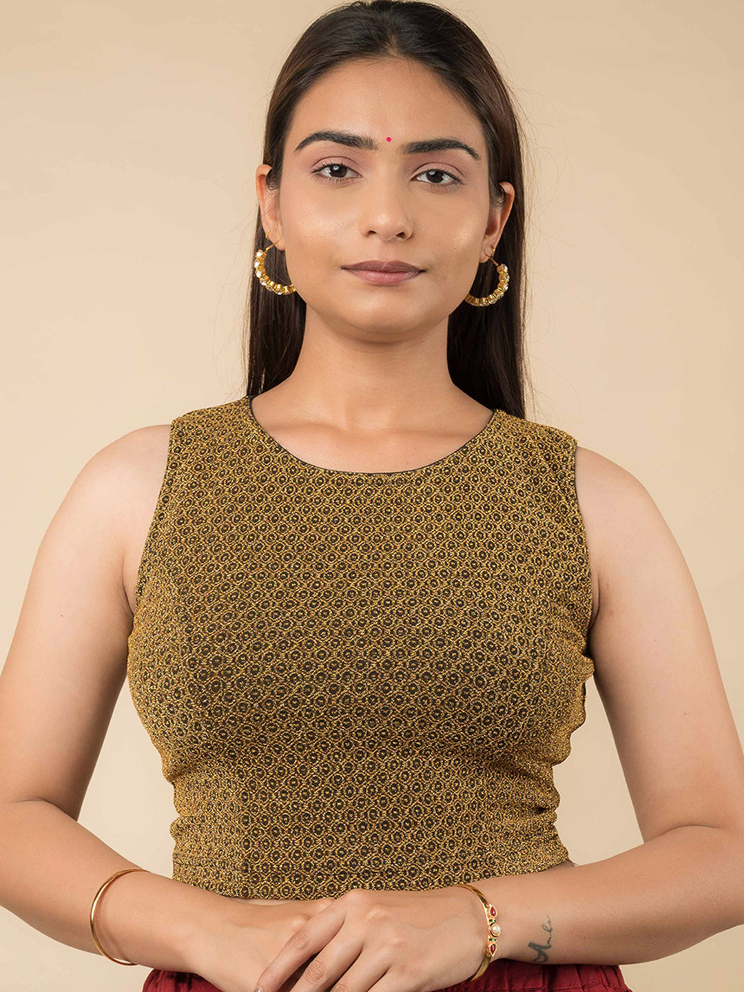 Bindigasm's Advi Women Zari Woven Jacquard Saree Blouse