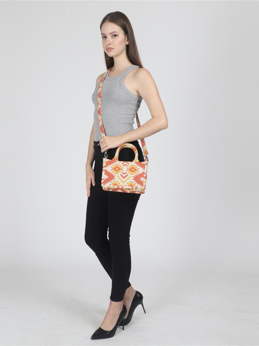 INDIVIDUAL DESIGN Tribal Pattern Jacquard Weave Structured Handbag
