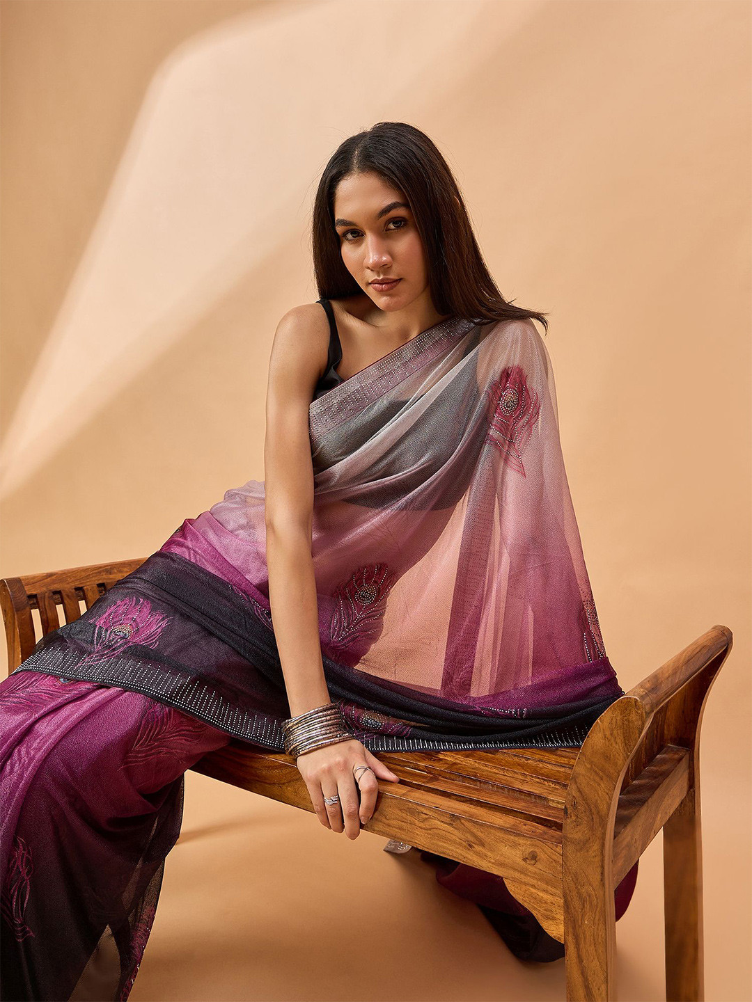 all about you Kalamkari Beads and Stones Saree