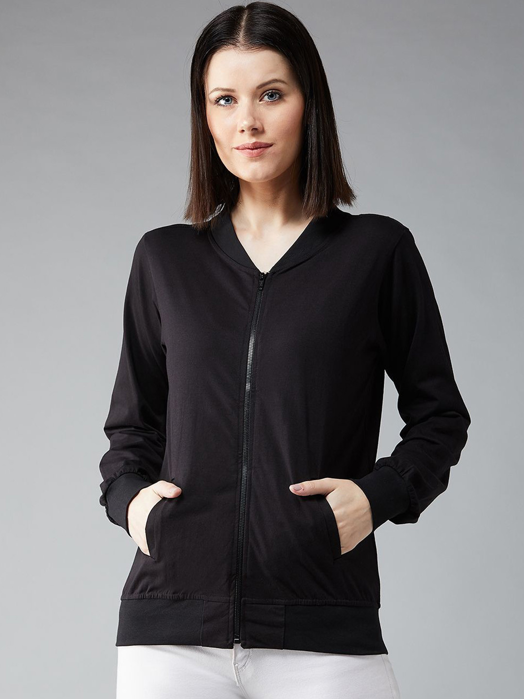 DOLCE CRUDO Women Collarless Bomber Jacket