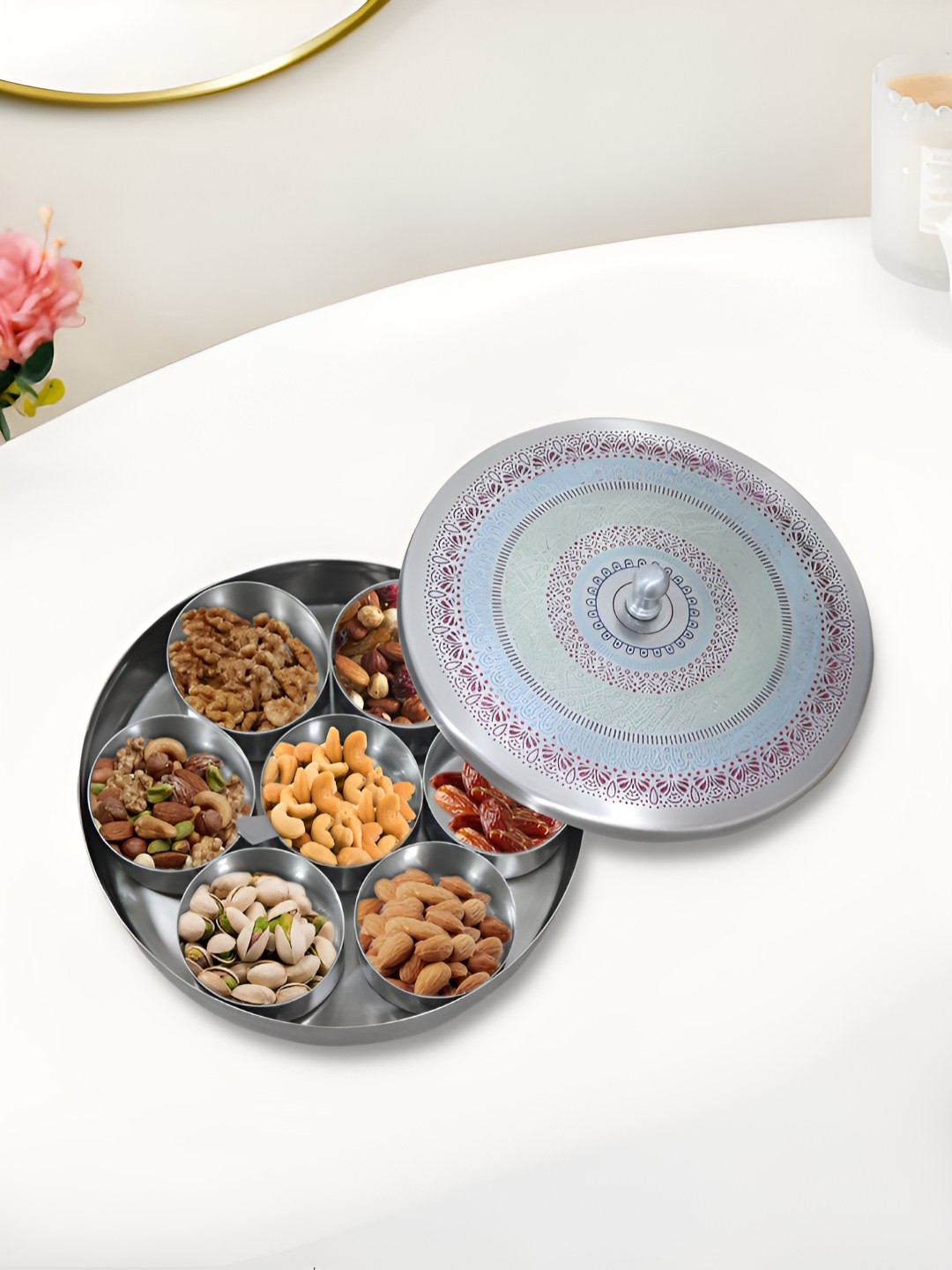 Metalsmith Silver Conversational Metal Easy To Clean Flip Top Canister