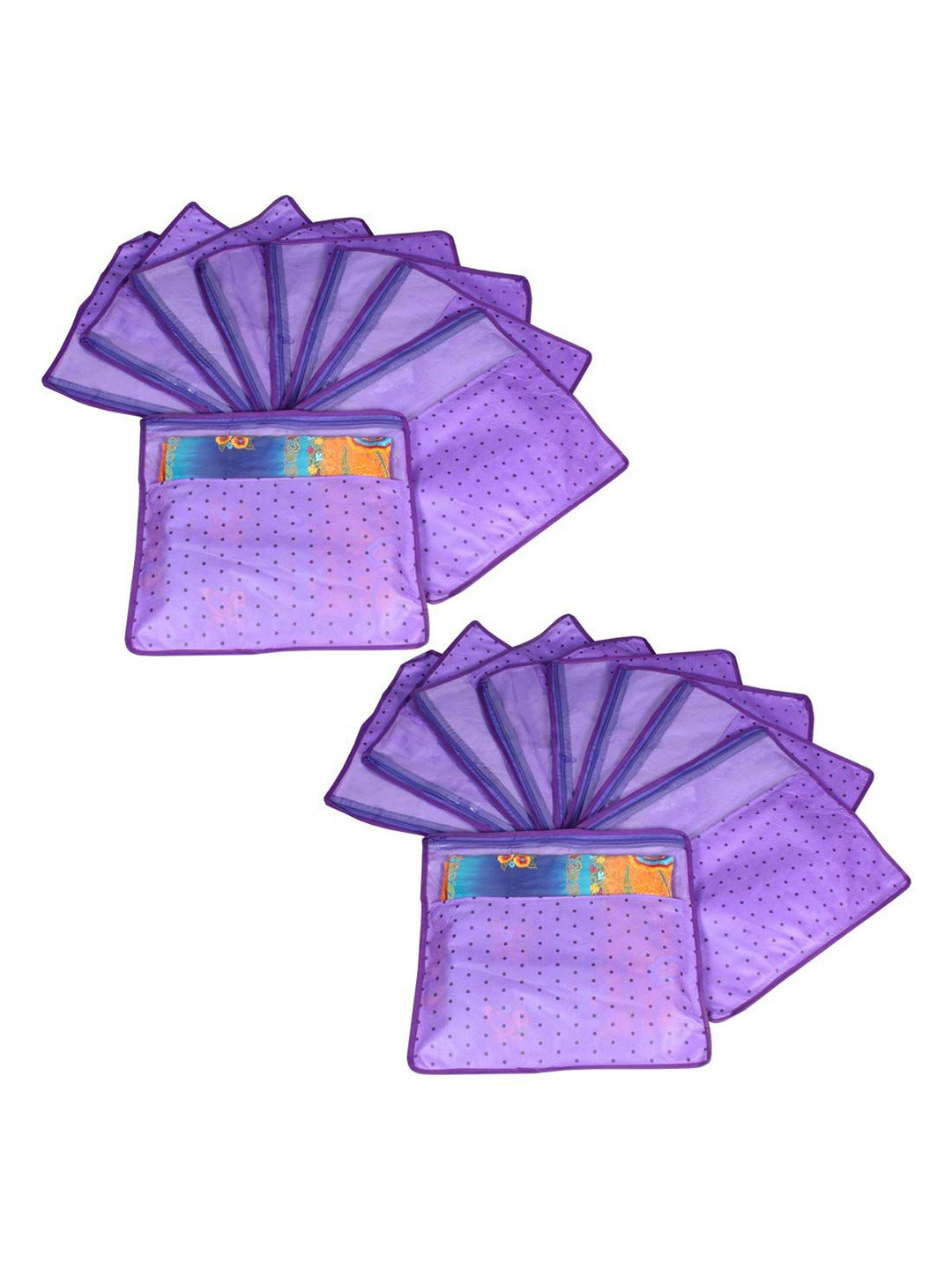 prettykrafts Purple 18 Pieces Printed Reusable Multi-Utility Organisers
