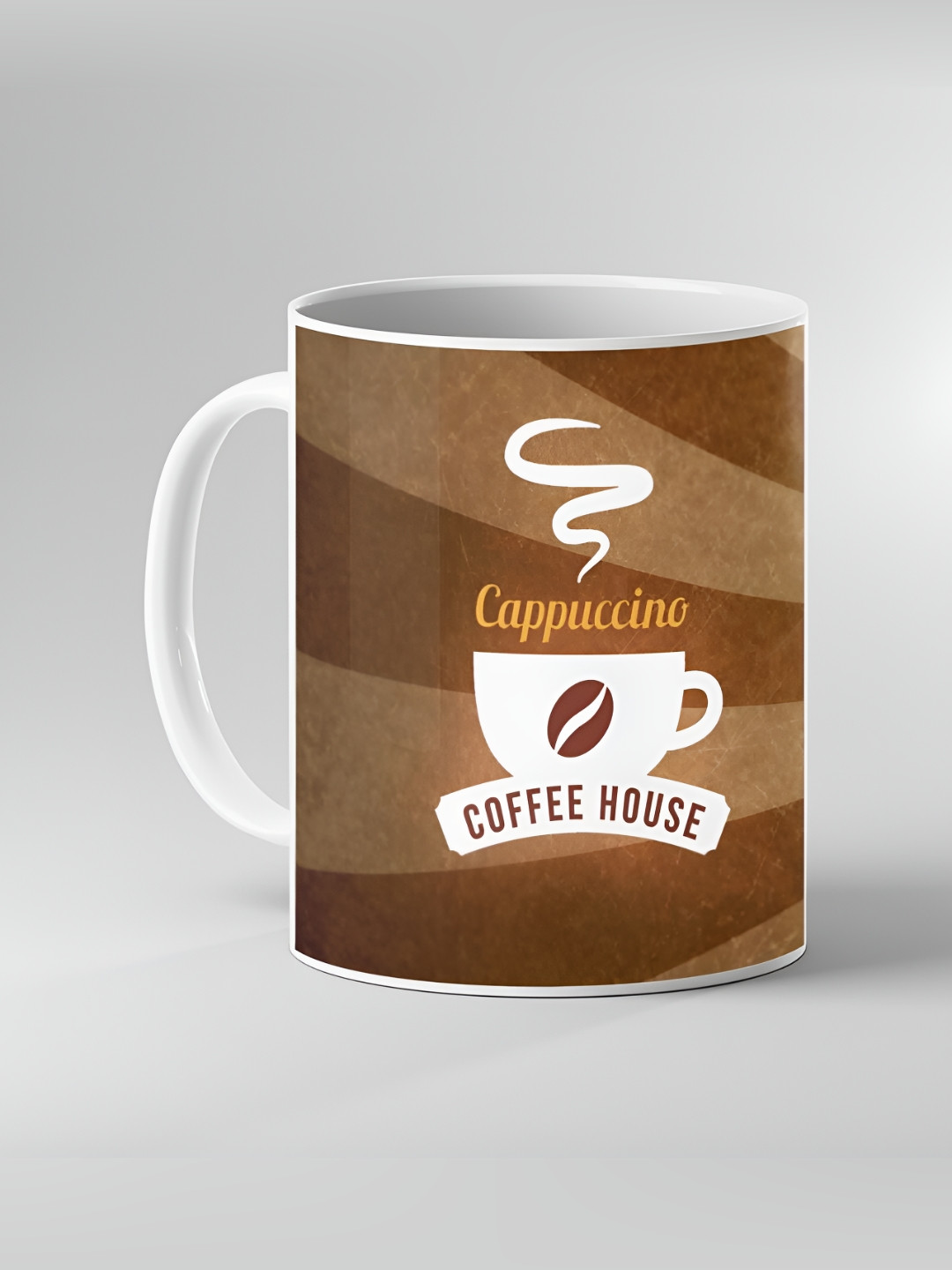 Keviv Brown and White Text or Slogans Printed Ceramic Glossy Mugs 325 ml