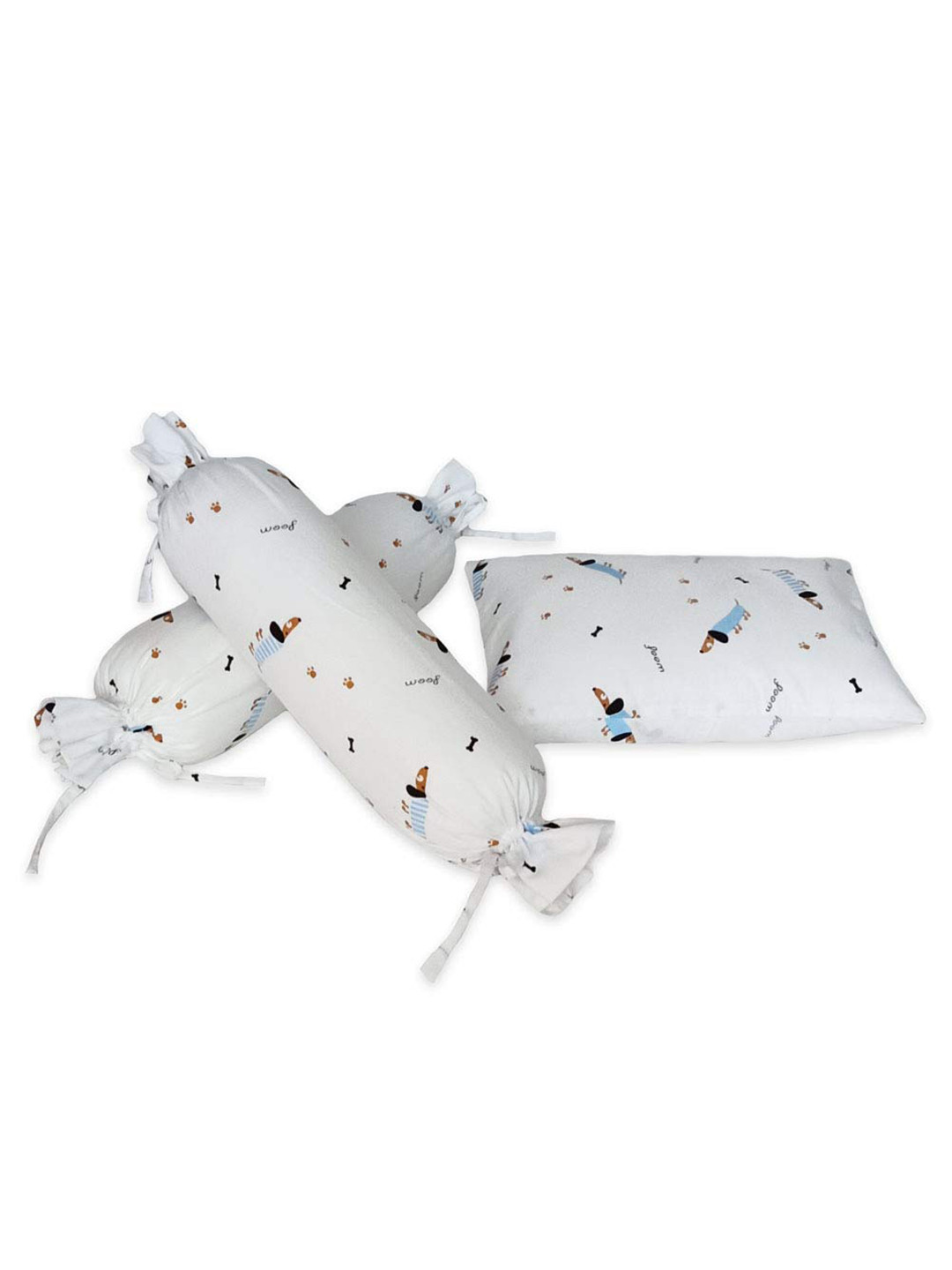 The White Cradle Infant Pack Of 3 Poodle Bolster & Baby Pillow Set