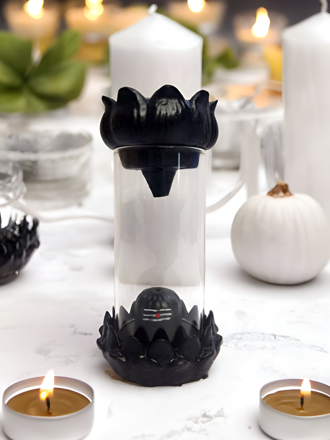 Brahmz Black Glass Shiva Lingam Smoke Backflow Fountain
