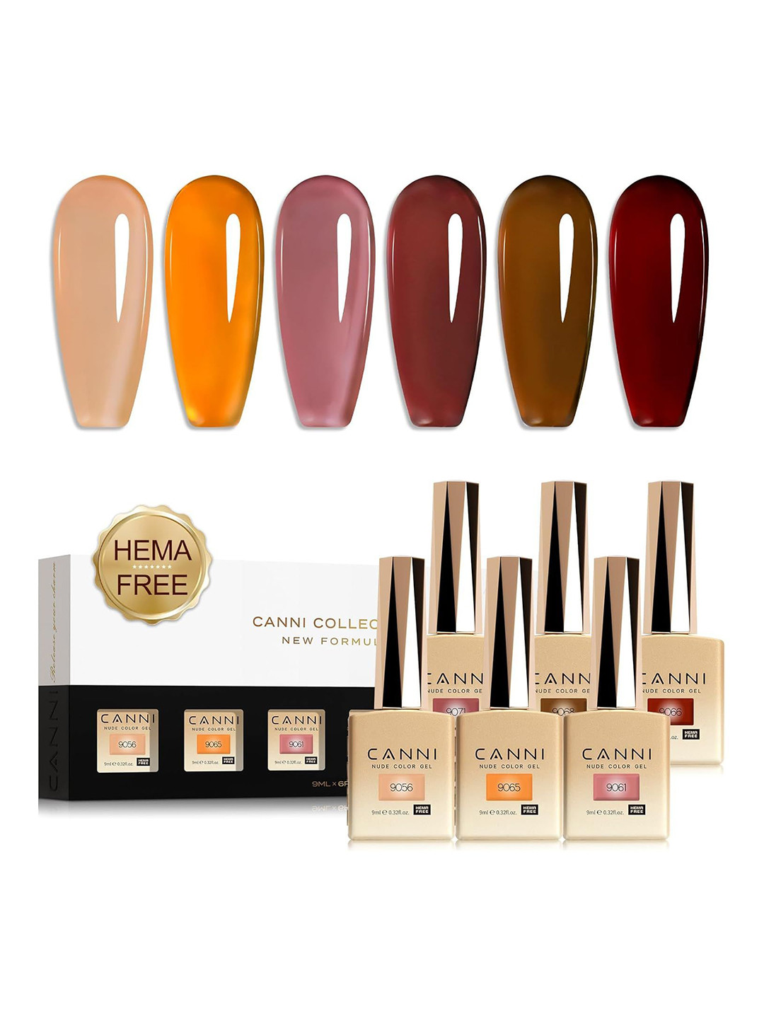 CANNI Set Of 6 Hema Free Gel Polish-9 ml Each -Shade -2323