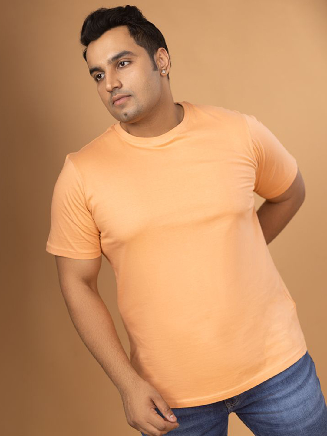 Sizeupp Men Plus Size Crew Neck Regular Fit Solid Core Tee