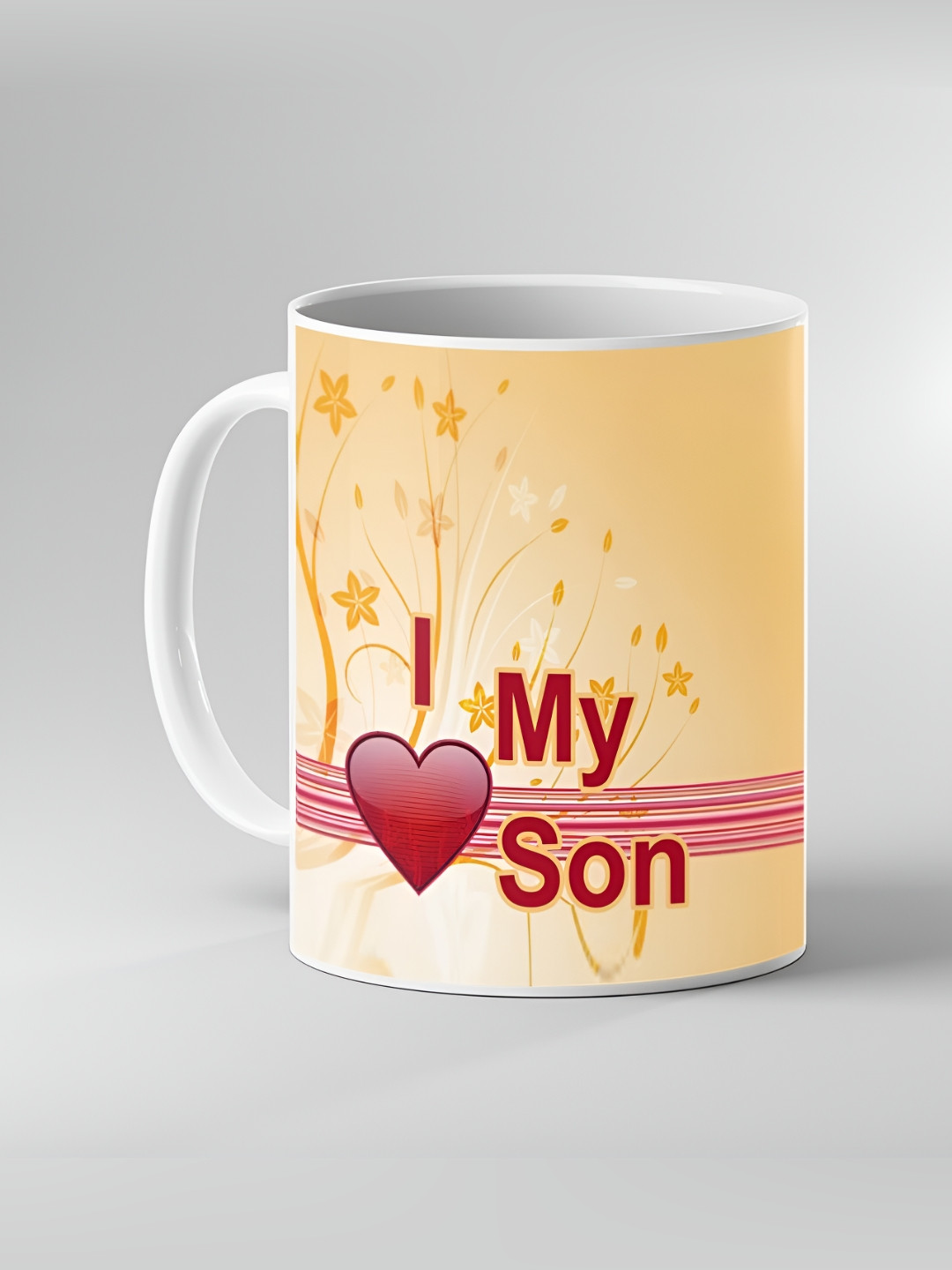 Keviv White & Beige Text or Slogans Printed Ceramic Glossy Mug 325 ml