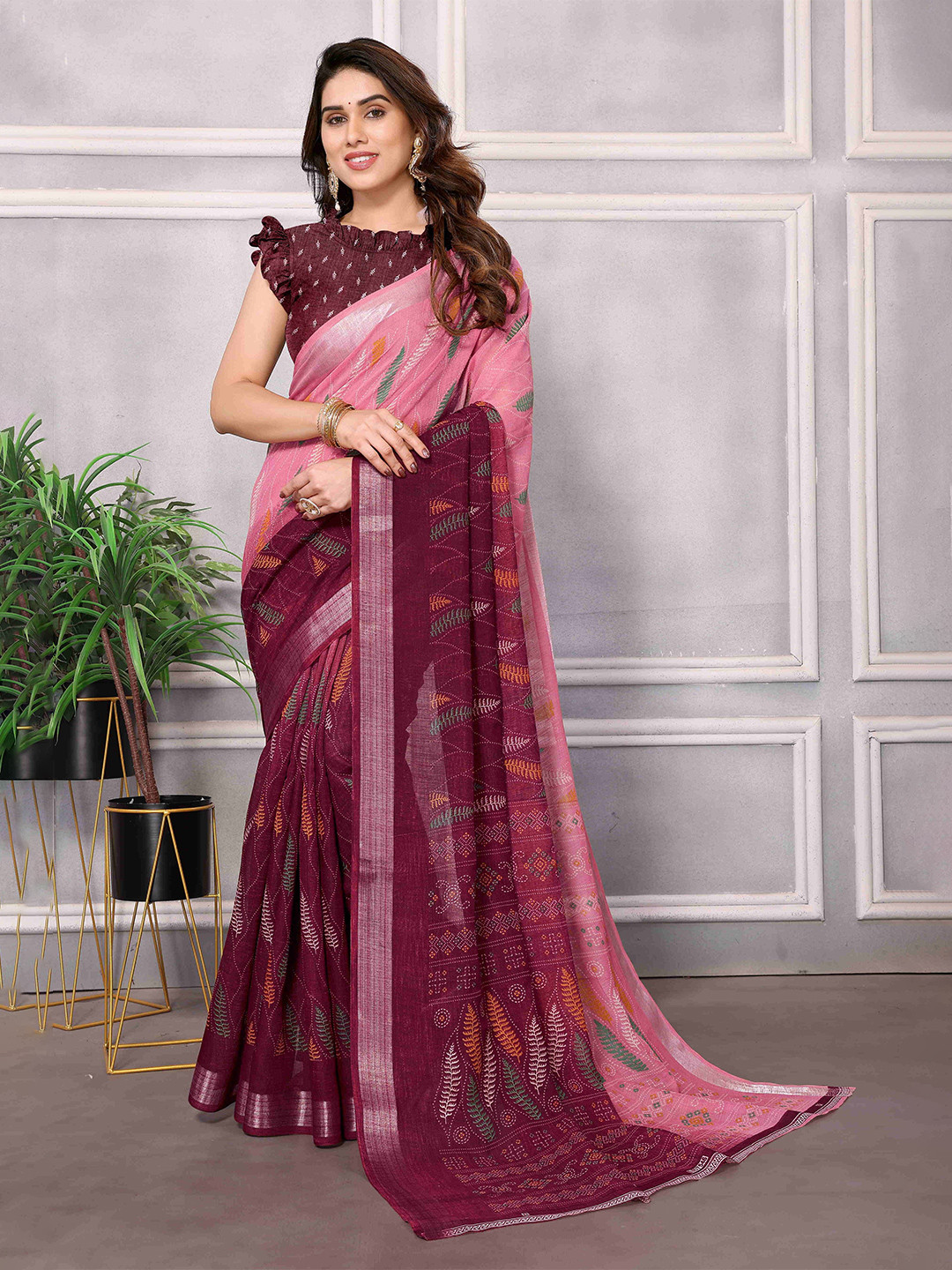 sareyavella Ethnic Motifs Zari Maheshwari Saree