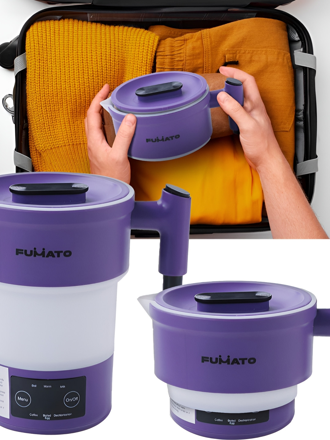 The Better Home Purple & White Stainless Steel Portable Electric Kettle 600 ml