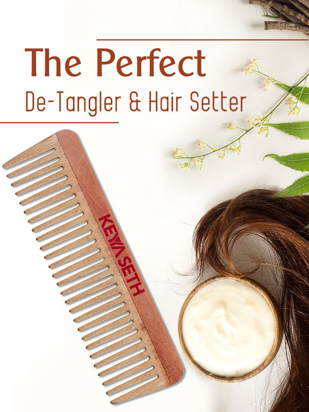 KEYA SETH AROMATHERAPY Neem Wooden Comb Wide Tooth For Hair Growth