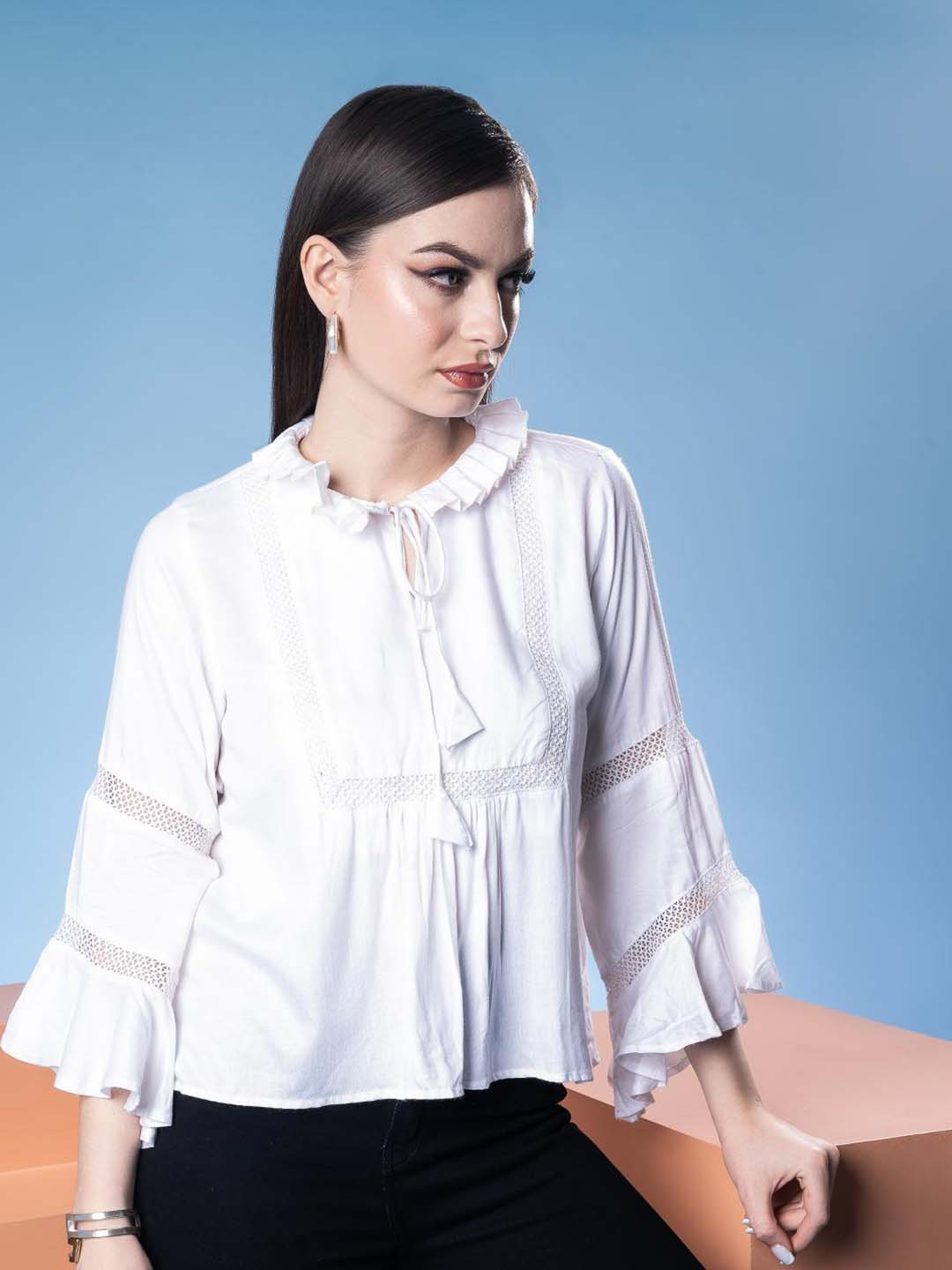 Sacai Women Solid Round Neck Top