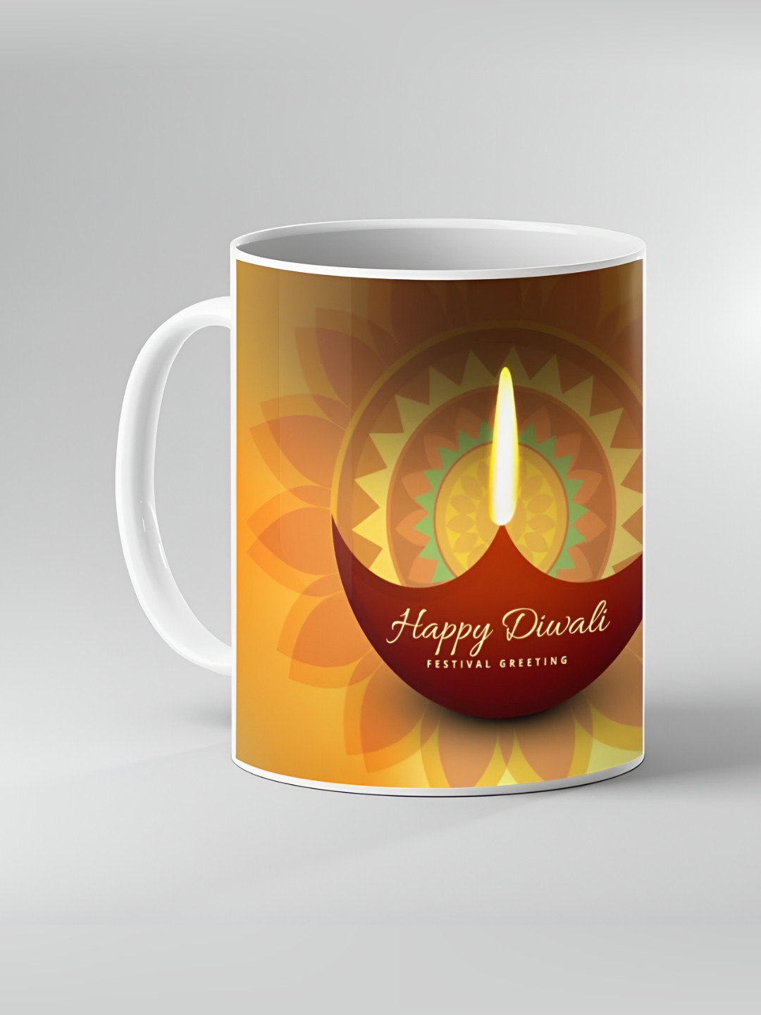 Keviv Maroon and Yellow Text or Slogans Printed Ceramic Glossy Mugs 325ml