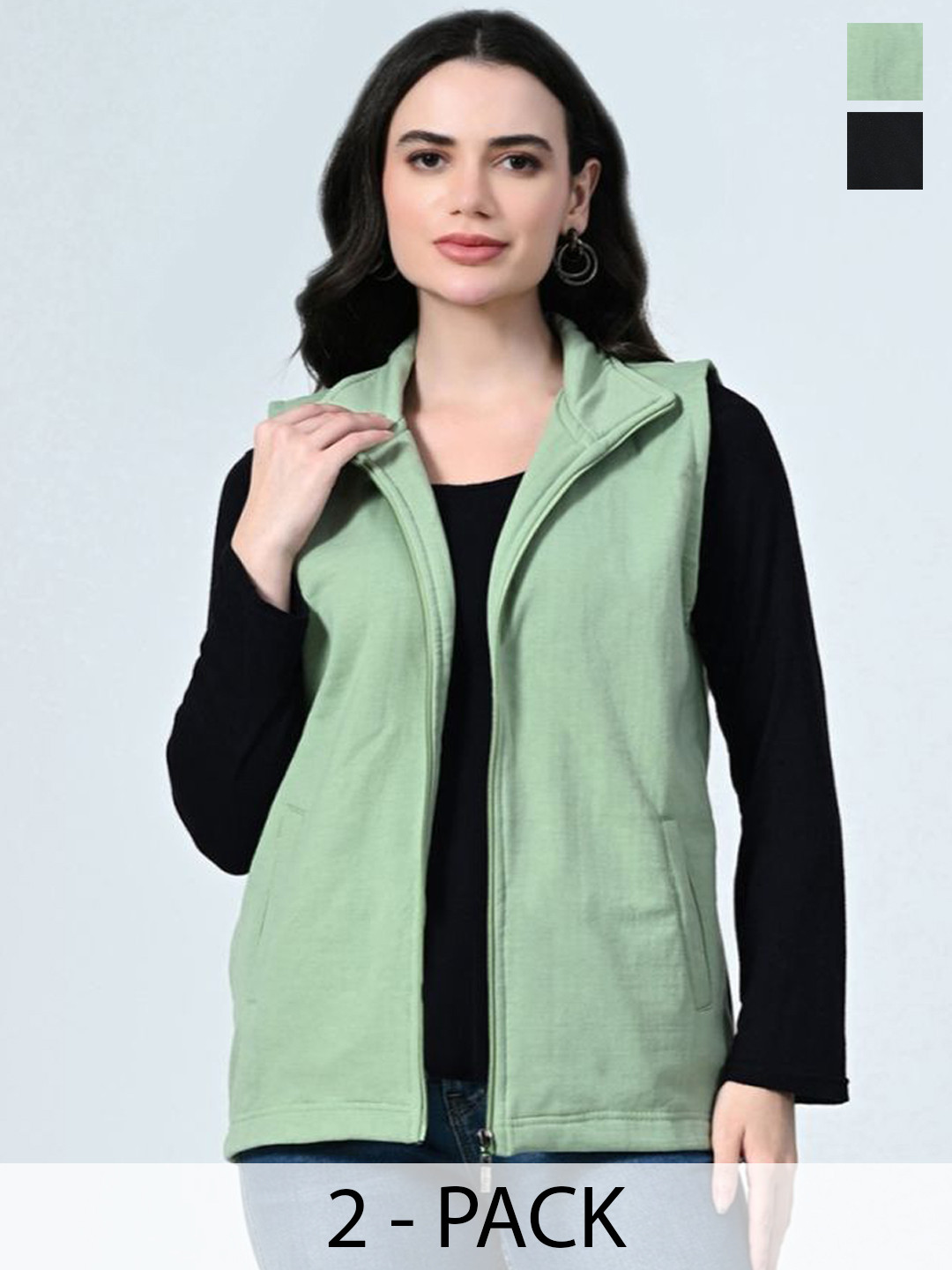 BAESD Women Pack Of 2Open Front Jacket with Patchwork