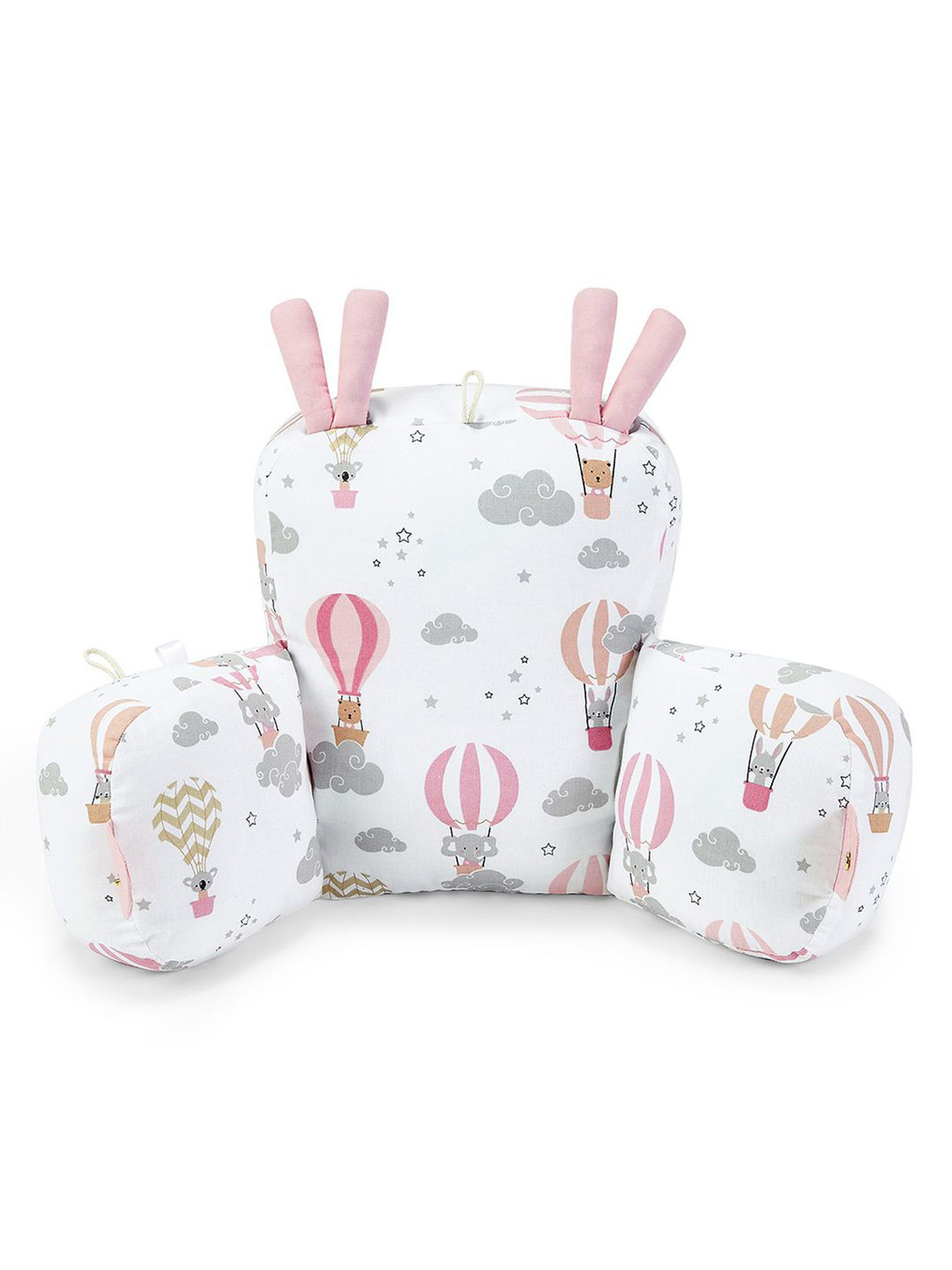 haus & kinder White & Pink Printed Cotton Pillow Cum Baby Seat