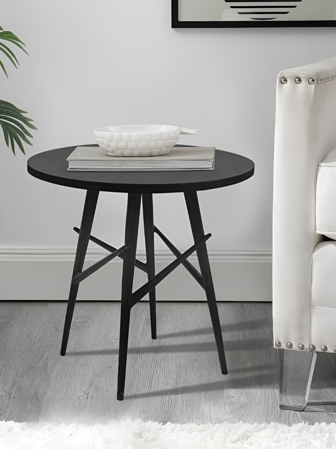 Metalsmith Black Round Bedside Table