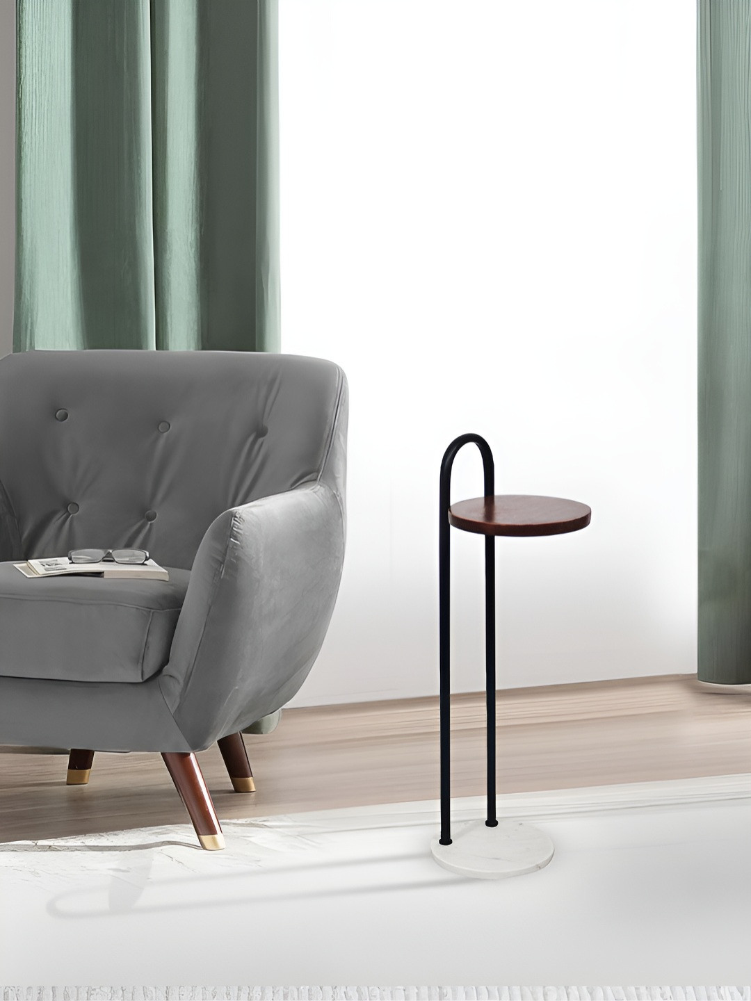 Metalsmith Brown Round Bedside Table