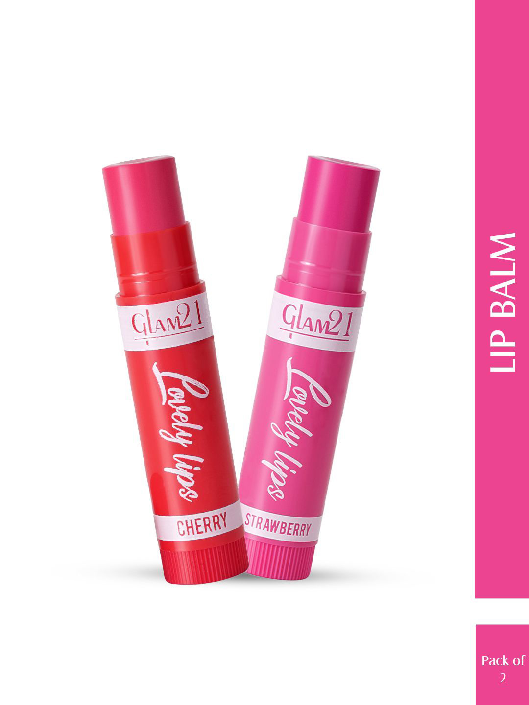 GLAM21 Set Of 2 Moisturizing Lip Balm- 2.5 g- 01 Cherry- 02 Strawberry