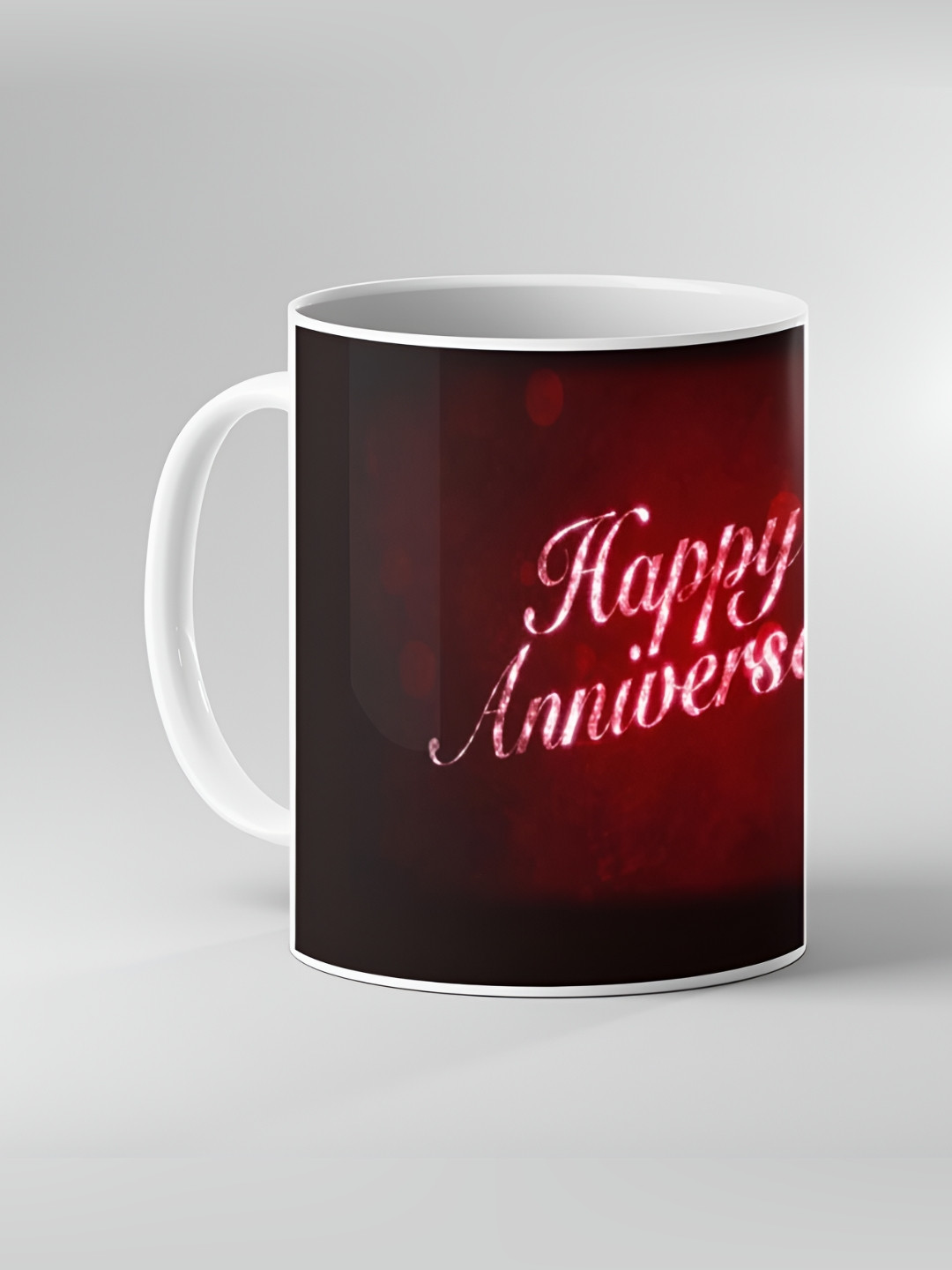 Keviv White & Maroon Text or Slogans Printed Ceramic Glossy Mug 325 ml