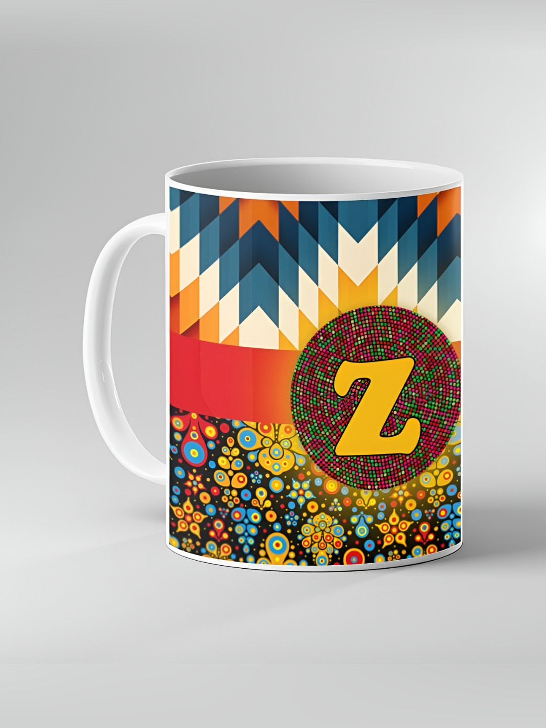 Keviv White & B Printed Ceramic Glossy Mugs 325 ml