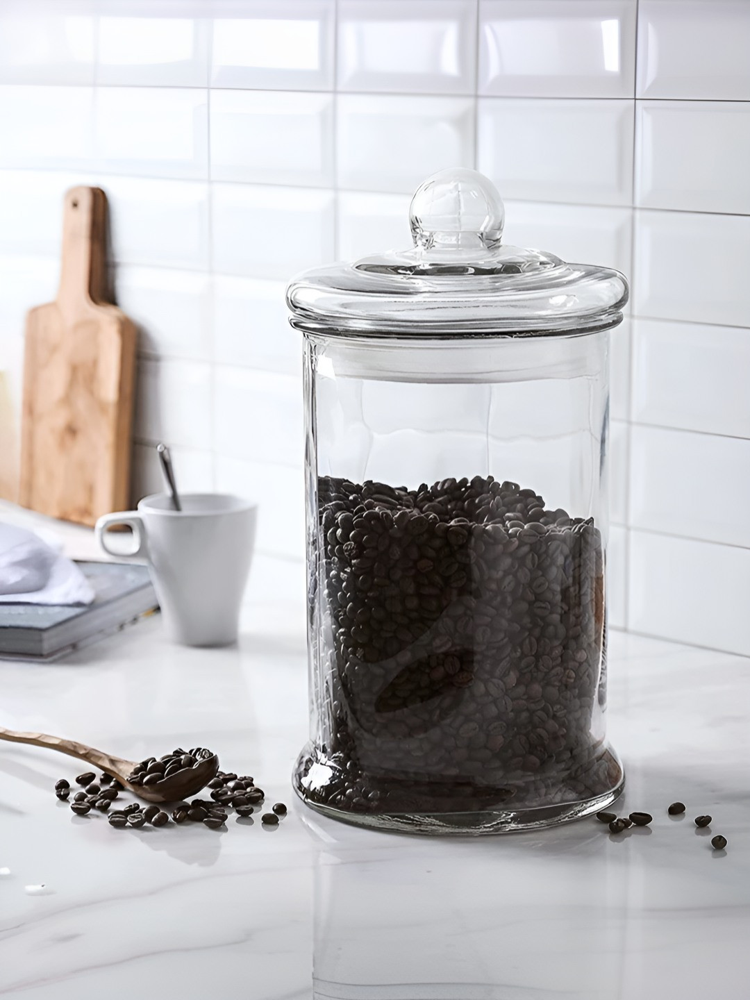 Umai Transparent Glass Stain Resistant Flip Top Canister-4.7L